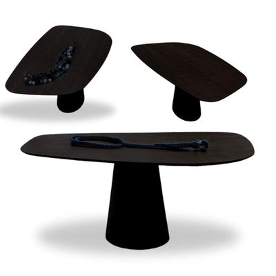 Mesa Oval Organica Flower 140x90cm Em Ebano