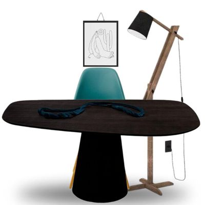 Mesa Oval Organica Flower 140x90cm Em Ebano