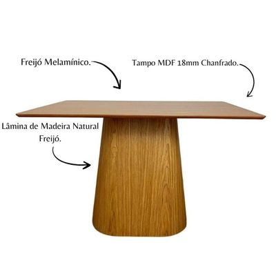 Mesa De Jantar Cone Retangular 150x80 Cm Tampo Freijó Base Freijó Cor Marrom
