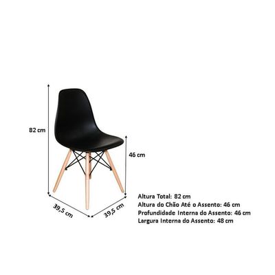 Conjunto De Mesa De Jantar Eames Eiffel Redonda 100cm Tampo De Madeira Preto Com 5 Cadeiras Pretas