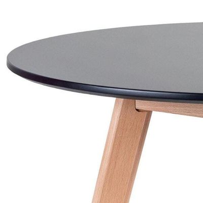 Mesa De Jantar Redonda 80cm + 4 Cadeiras Estofadas Leda - Preto