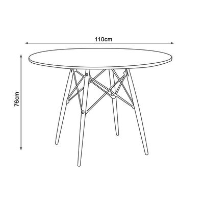 Mesa Redonda De Jantar 110Cm Preta Base Madeira Maciça Preto