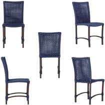 Mesa Ascoli 120 Cm Com 6 Cadeiras Cannes De Alumínio Trama Azul