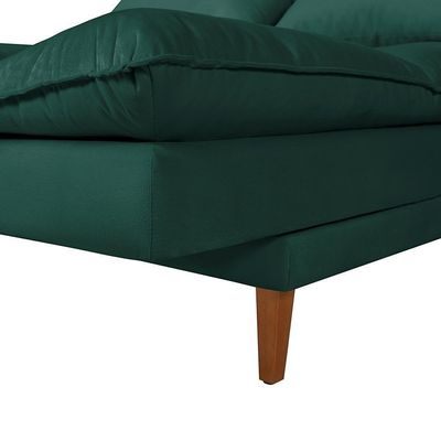 Sofá Cama Vancouver 3 Lugares Império Reclinável Casal Pés Madeira Suede Verde 403
