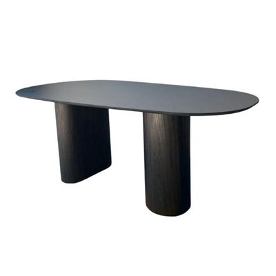 Mesa De Jantar Cone Orgânica Oval 160x90 Cm Com 2 Base Ebano Tampo Ebano