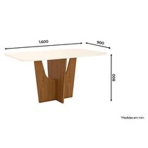 Mesa De Jantar Danielly 160 Cm Tampo Arredondado Com Vidro Nature Off White - Henn