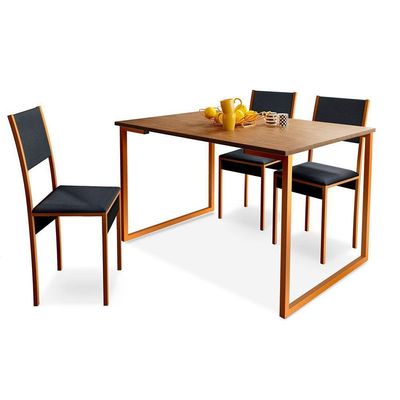 Mesa De Jantar Industrial Aço 4 Lugares 1,20x0,80 Klm Store Cobre Imbúia