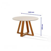 Mesa De Jantar Bela 105cm Redonda Tampo Vidro/mdf Off White