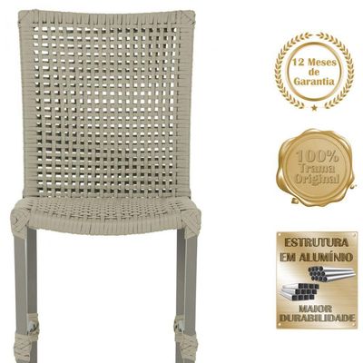Mesa Ascoli 4 Cadeiras Cannes De Alumínio Fendi Trama Rami