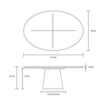 Mesa de Jantar Cone Oval 137x90cm Tampo Base Madeira Branco