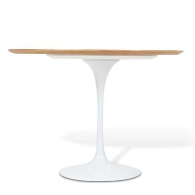 Mesa De Jantar Tulipa Redonda 90 Cm Tampo Freijó Branco