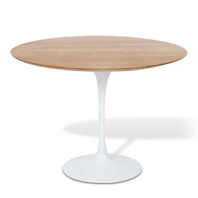 Mesa De Jantar Tulipa Redonda 90 Cm Tampo Freijó Branco