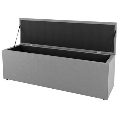 Cabeceira E Baú Cama Box Queen Size Cora 160cm Suede Cinza