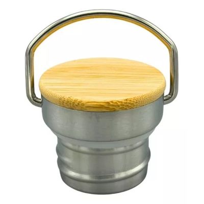 Garrafa Termica Azul Squeeze 750ml De Aço Inox Com Tampa De Bambu Amigold