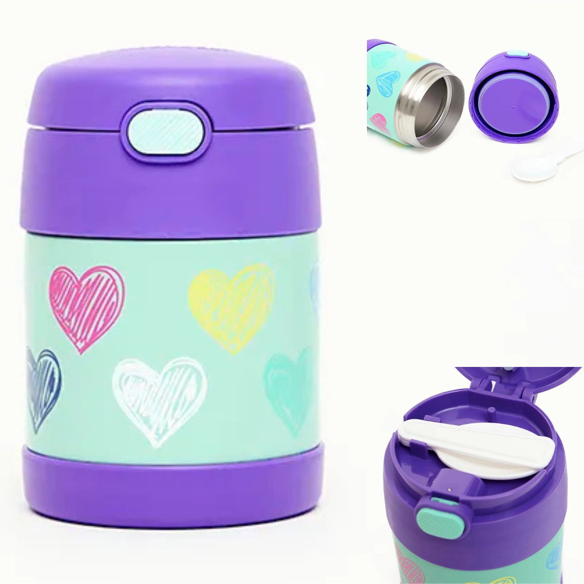 KIT INFANTIL FUNTAINER CORAÇÕES COLORIDOS - THERMOS