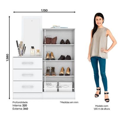 Cômoda Multiuso Chris 2 Portas 3 Gavetas Casa 812 Branco