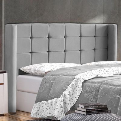 Cabeceira Cama Box Casal King Size Gioconda 195cm Com Frame Veludo Cinza - Abmaza