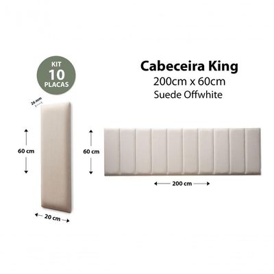 Placas Cabeceira King 200cm X 60cm 10 Placas Suede Off White