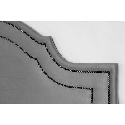 Cabeceira King Luxo 193x60 Suede Cinza Tachas Fumê