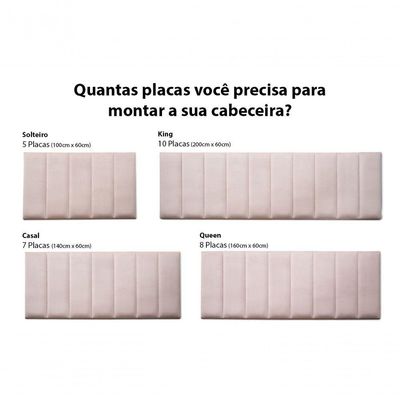 Placa Cabeceira 20cm X 60cm Unidade Veludo Nude