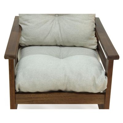 Conjunto Sofá 3 Lugares 2 Poltronas De Madeira Com Almofadas