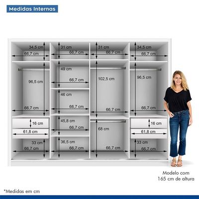 Guarda Roupa Casal 4 Portas 4 Gavetas Milano Minastex Branco