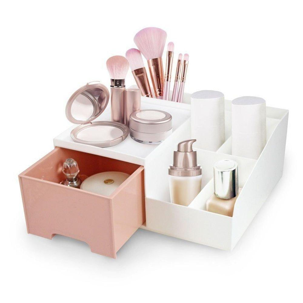 Organizador Multiuso De 1 Gaveta De Mesa Lifestyle Jacki Design Rosa