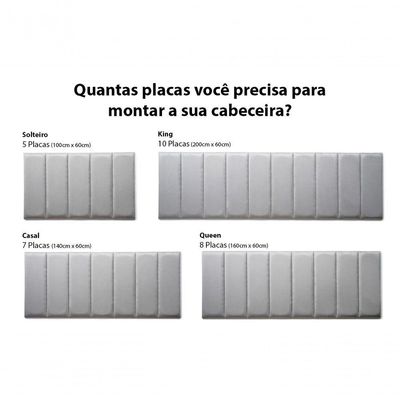 Placas Cabeceira King 200cm X 60cm 10 Placas Suede Cinza