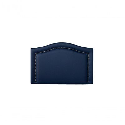 Cabeceira Solteiro 90x60 Courino Azul Tachas Fumê