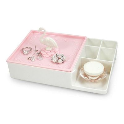 Organizador Multiuso Flamingo De Mesa Lifestyle Jacki Design Branco-rosa