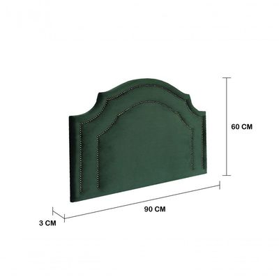 Cabeceira Solteiro Luxo 90x60 Veludo Verde Tachas Fumê