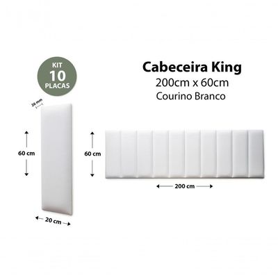 Placas Cabeceira King 200cm X 60cm 10 Placas Courino Branco