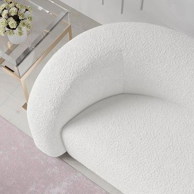Sofá Curvo 3 Lugares Orgânico Sala Recepção Coréia 200cm Bouclé Branco
