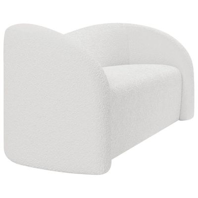 Sofá Curvo 3 Lugares Orgânico Sala Recepção Coréia 200cm Bouclé Branco