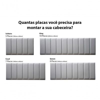 Placas Cabeceira King 200cm X 60cm 10 Placas Courino Cinza