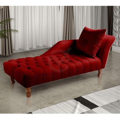 Divã Chesterfield Anna Recamier 160Cm Via Encanto Veludo Bordô Lado Direito