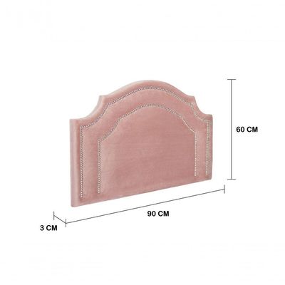 Cabeceira Solteiro Luxo 90x60 Veludo Rosê Tachas Prata