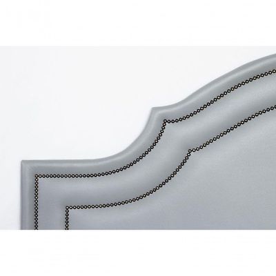 Cabeceira Casal Luxo 140x60 Courino Cinza Tachas Fumê