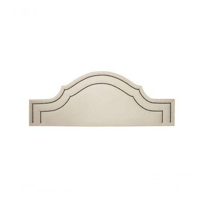 Cabeceira Casal Luxo 140x60 Suede Off White Tachas Fumê
