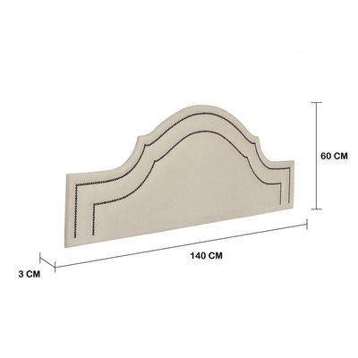 Cabeceira Casal Luxo 140x60 Suede Off White Tachas Fumê