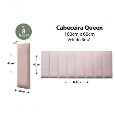 Placas Cabeceira Queen 160cm X 60cm 8 Placas Veludo Nude