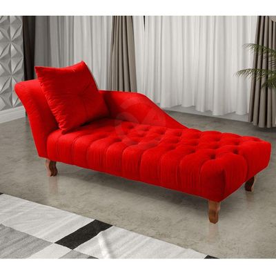 Divã Chesterfield Anna Recamier 160Cm Via Encanto Veludo Vermelho Lado Esquerdo