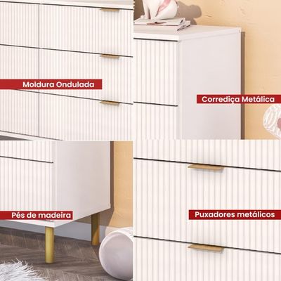 Cômoda Ditália 6 Gavetas Dm-240 Branca