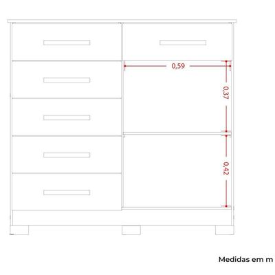 Cômoda Sapateira Mandarim 6 Gavetas 2 Portas Cinamomo