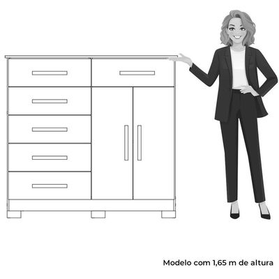 Cômoda Sapateira Mandarim 6 Gavetas 2 Portas Cinamomo