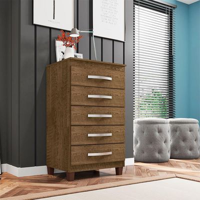 Cômoda Para Quarto 5 Gavetas Monique Malbec - Pallazio