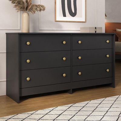 Cômoda 136cm Com 6 Gavetas Flex Multimóveis Preto