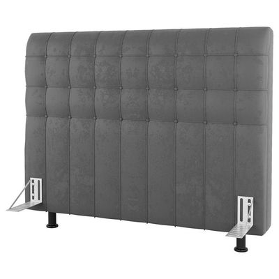 Cabeceira Cama Box Casal Queen Size Dahlia 160Cm Com Frame Suede Cinza Claro - Abmaza