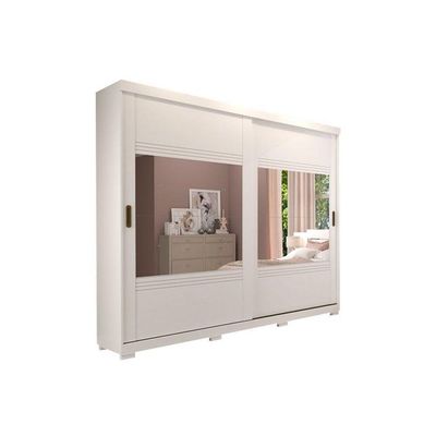 Guarda Roupa 2 Portas  de Correr e 4 Gavetas ec/ 2 Espelhos e Pés Blumenau Branco - Panan