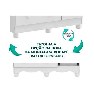 Guarda Roupa Infantil Tedy c/ 4 Portas e 3 Gavetas Branco - Peroba